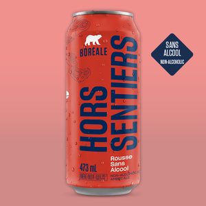 Bière sans alcool Rousse Hors Sentiers de Boréale en canette de 473 ml
