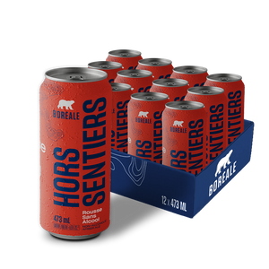 Bière sans alcool Rousse Hors Sentiers de Boréale en canette de 473 ml